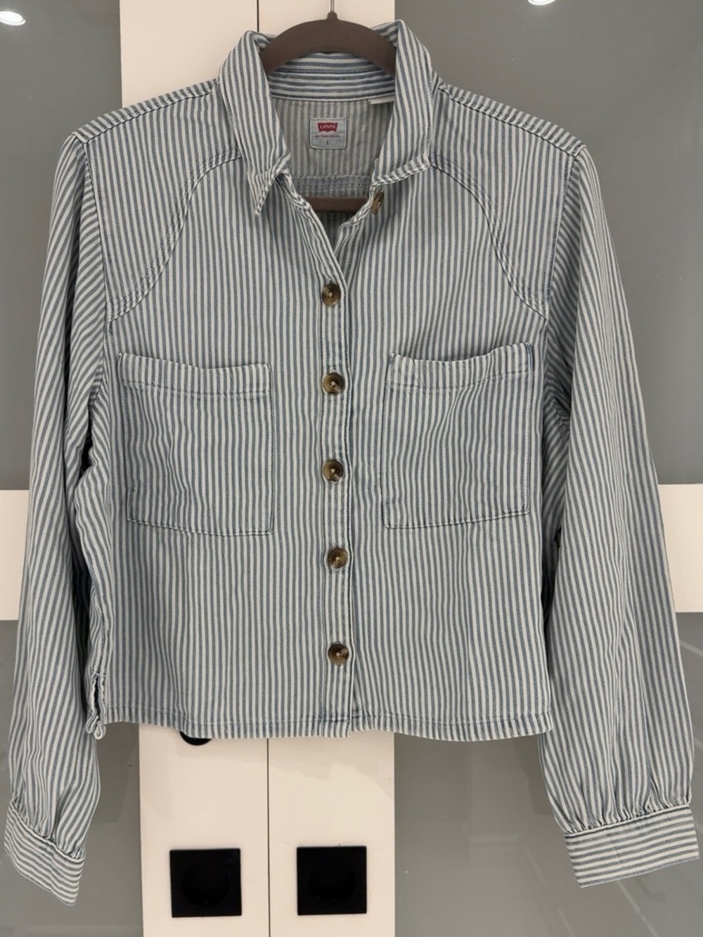 Levi’s Striped Button-Front Women’s Shirt Jacket - Light Blue